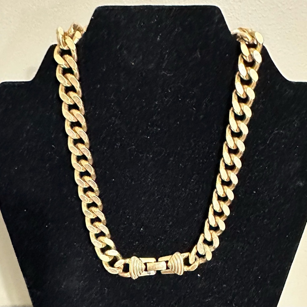 Swarovski Blue &  Baguettes Cuban Link Chain Choker-1980’s - Picture 8 of 11